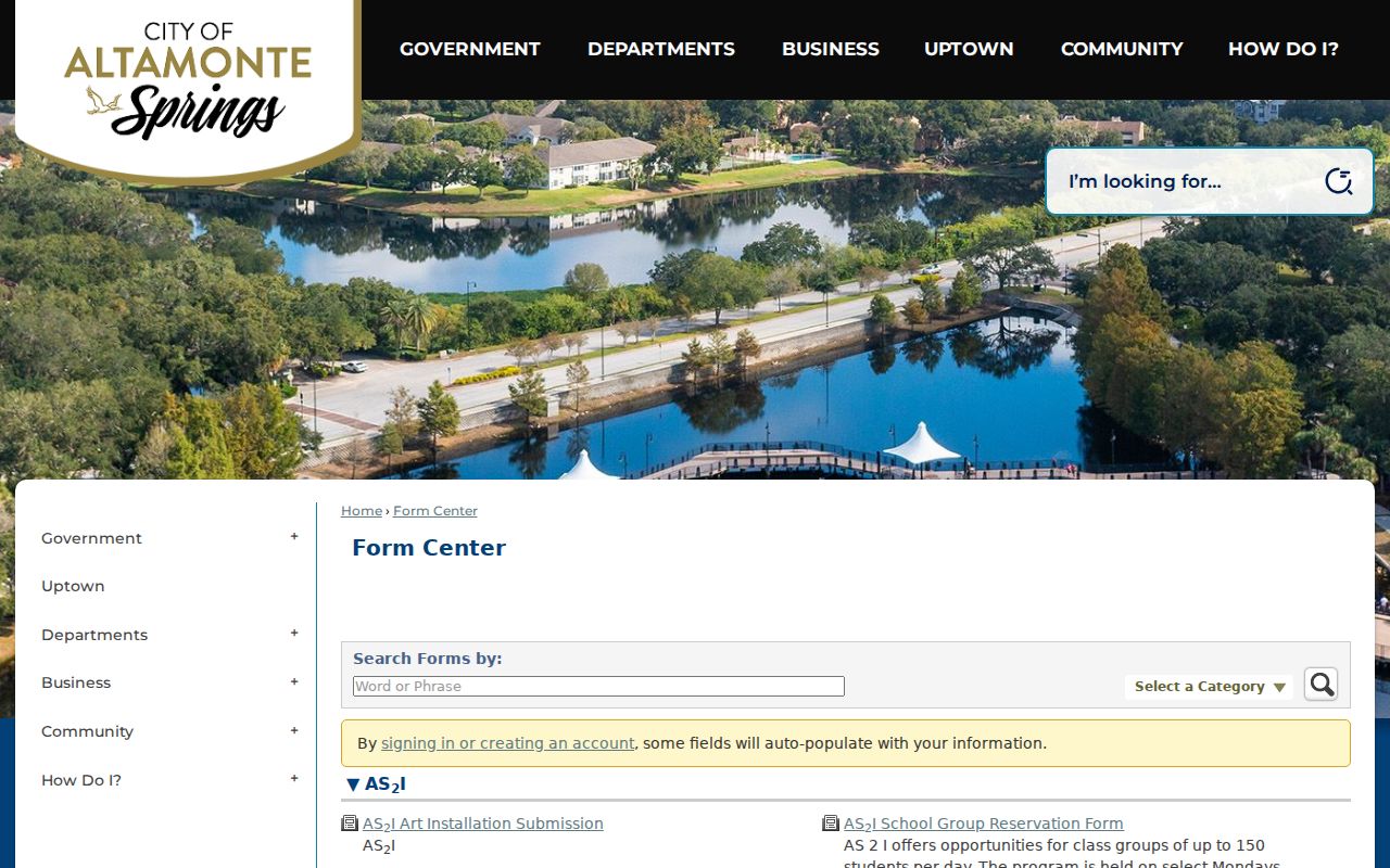 Altamonte Springs public records request forms page