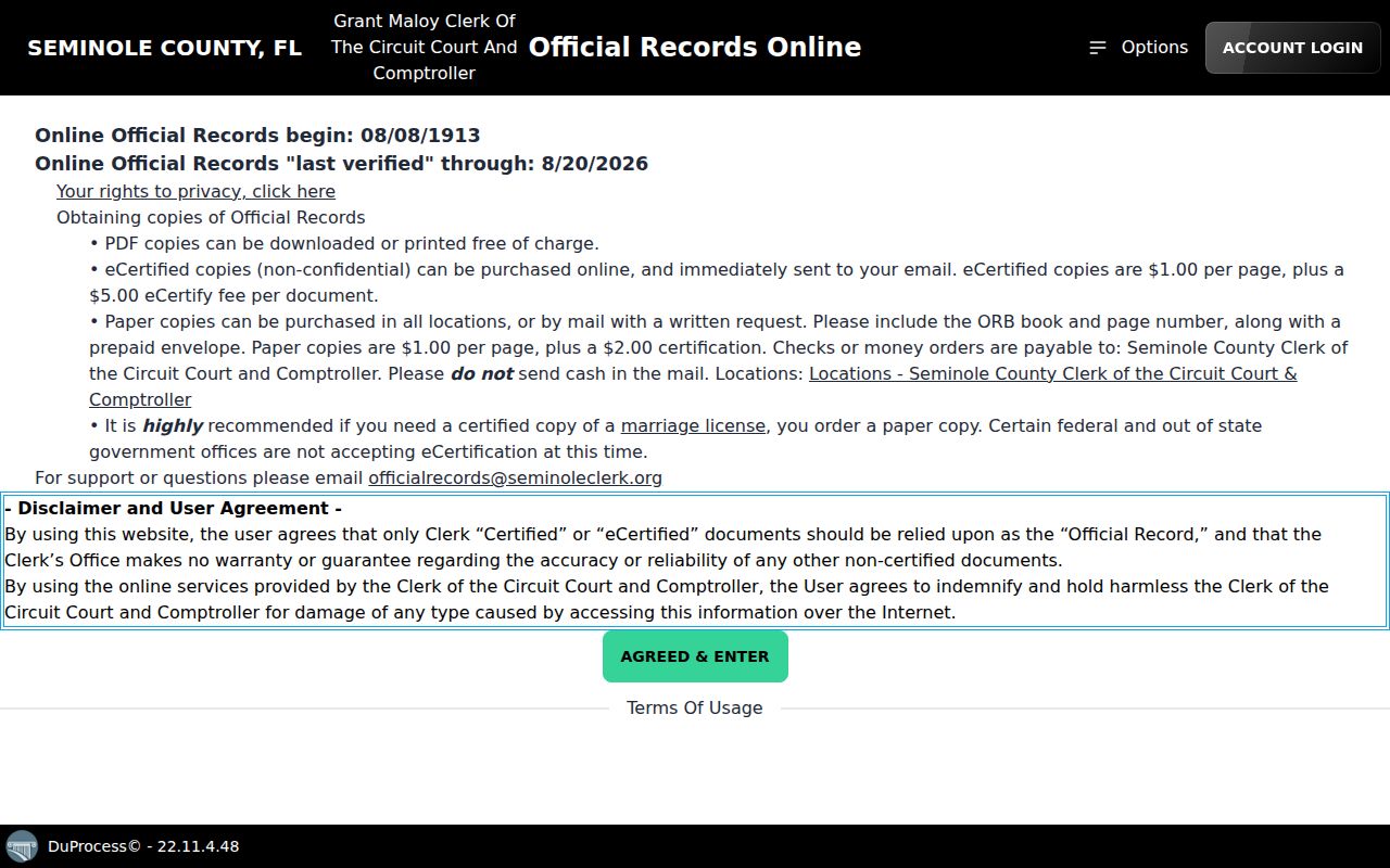 Seminole County Official Records deed and document search
