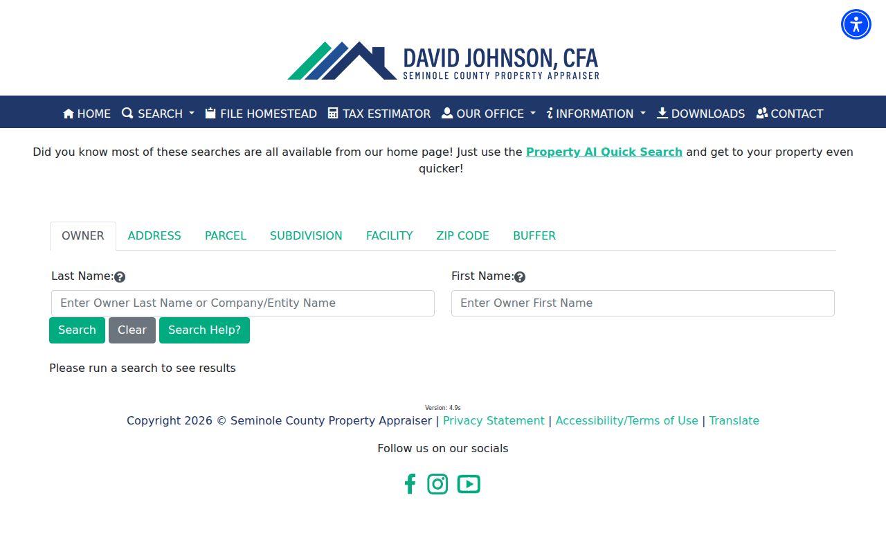 Seminole County Property Appraiser parcel search for Altamonte Springs
