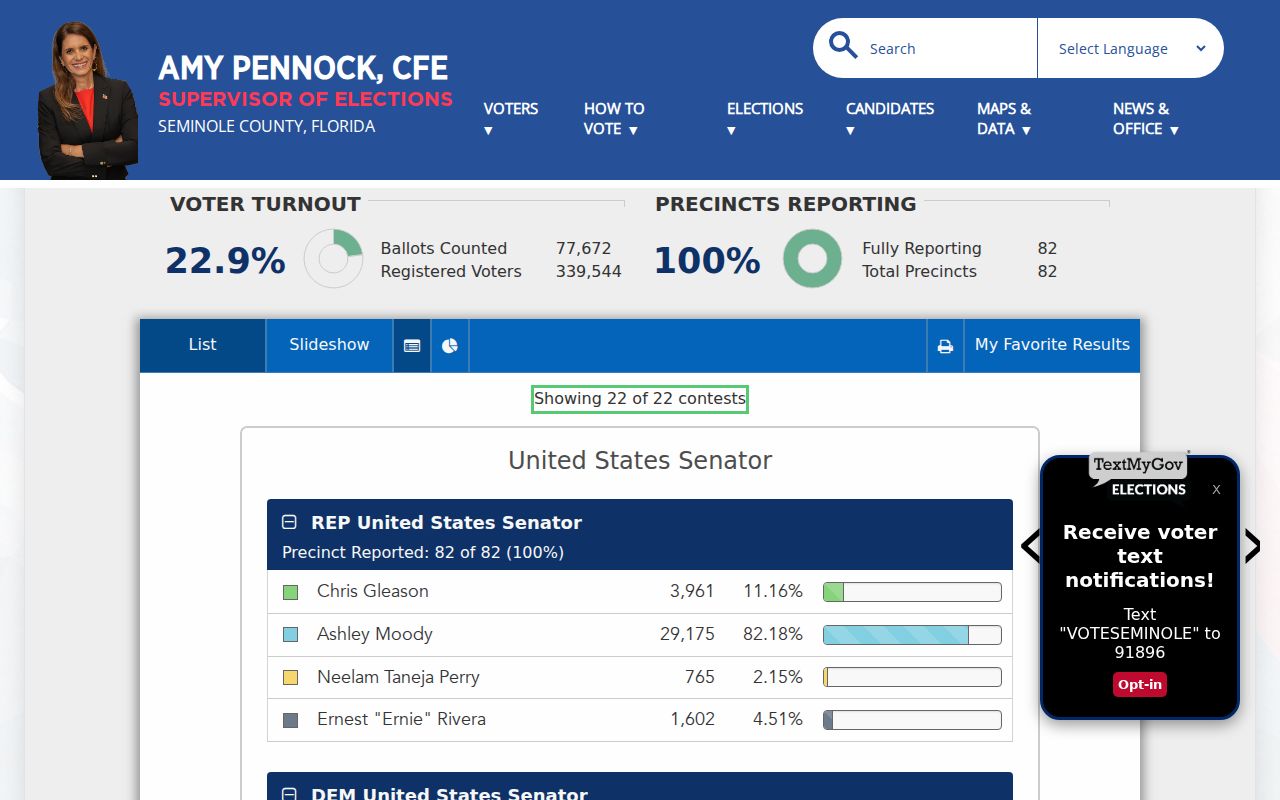 Seminole County voter registration and election services