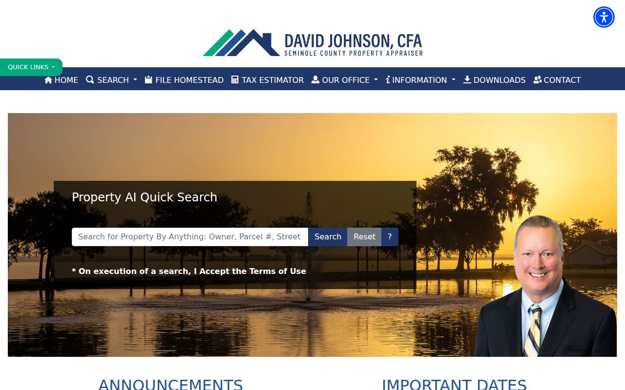 Seminole County Property Appraiser search fields used by the Altamonte Springs street directory